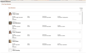 Absence Request History Download to Excel - Fig 5: Request Absence Page for Manager