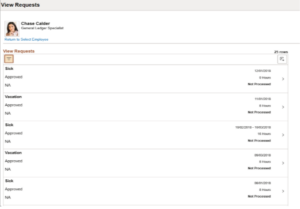 Absence Request History Download to Excel - Fig 6: View Request Page for Manager for employee specific.