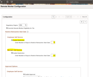 Managing Remote Work Eligibility at Job Code and Position Level - Fig 1.6 Restrict Retroactive Remote Work Requests