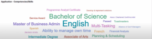 Application –Competencies or Skills TKibana Visualizations Tag Cloud