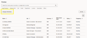 Redwood Download Salaries in Oracle HCM 25B - Fig 5: Download Salaries Manage in Worksheet