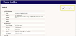 Enhanced Candidate Duplicate Check in Oracle Redwood | VBS Upgrade - Fig 7: Download Merger Info