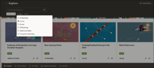 Create Survey Manager Experience with Oracle Core HR -- Fig 10: Filter the Journey by Survey Category on Explore Tab