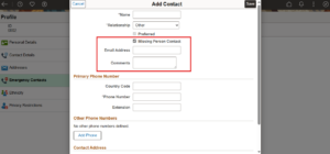 Campus Community Emergency Contacts Enhancements – PeopleSoft CS PUM 33 - Fig 2: New Fields in Add_Edit Contact Pages