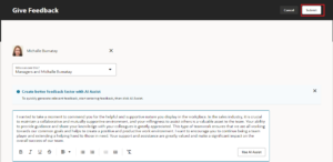 Fig 4 -Feedback generated - Use AI Assist -- Enhance Feedback with AI Assistance in Oracle HCM Cloud