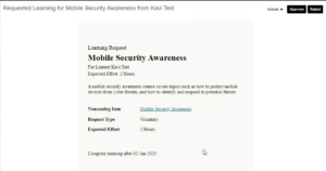 Noncatalog Course Request in Oracle Learning Cloud -- Fig 2.1: Request Approval Notification