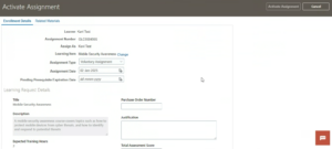 Noncatalog Course Request in Oracle Learning Cloud -- Fig 3.3: Assigning the relevant Course