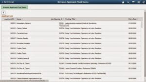 PeopleSoft Fluid User Interface | Development of a Fluid Component | Applicant List 